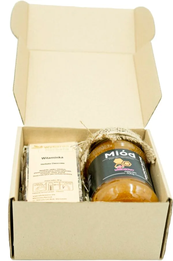 ZESTAW Prezentowy Miód Wrzosowy z Herbatą Witaminką - Oferta limitowana