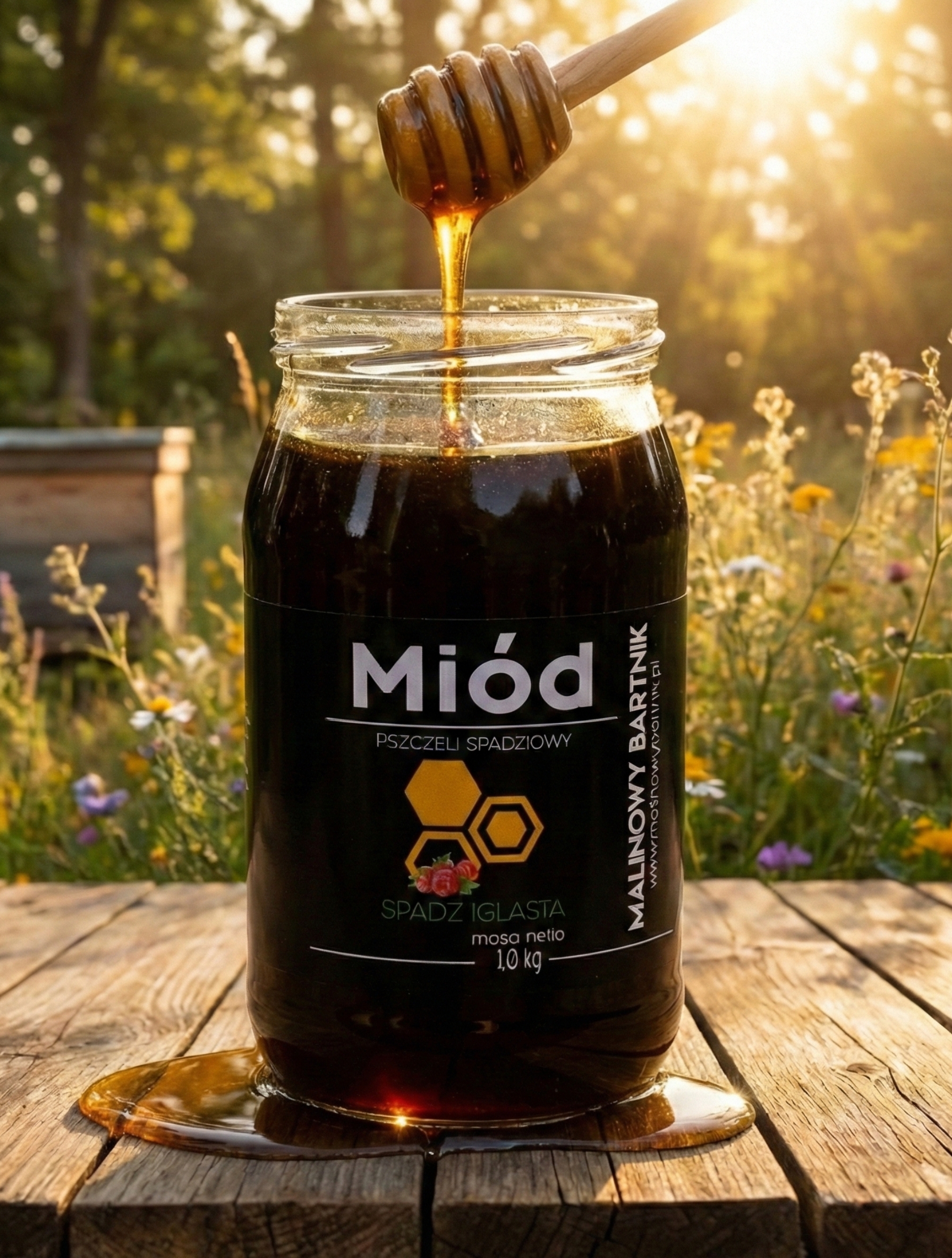 Miód Spadziowy - Spadź Iglasta 1 kg, 1000 g - Bieszczady 2025
