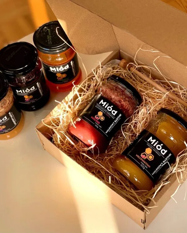 ZESTAW Prezentowy - Miód Kolendrowy z Herbatą Magiczny Napój w pięknym pudełku
