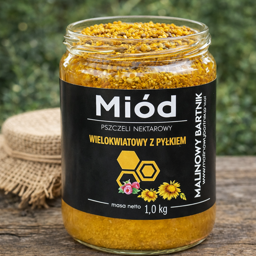 Miód Wielokwiatowy z Pyłkiem 1 kg, 1000 g - Zbiór Lipiec 2025