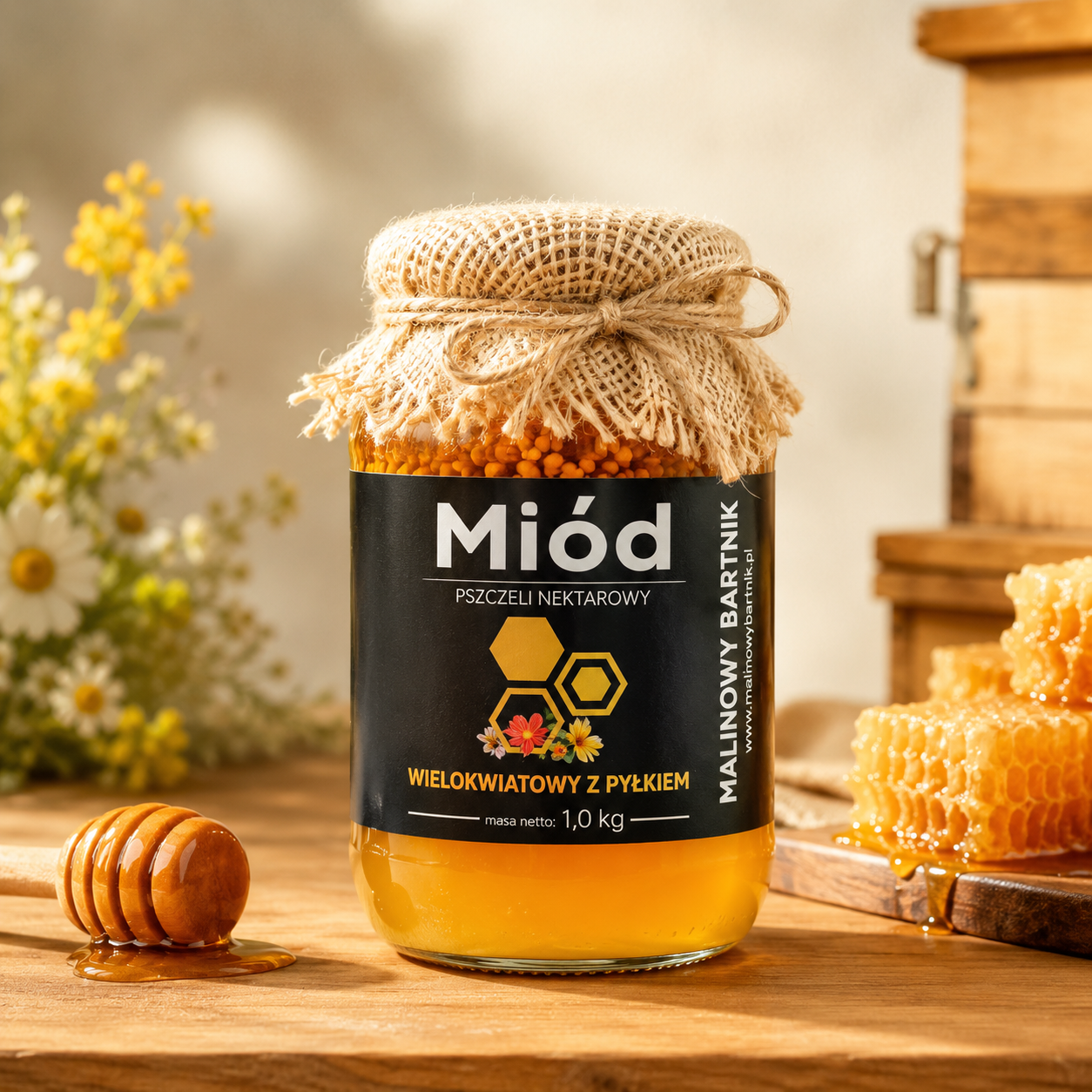 Miód Wielokwiatowy z Pyłkiem 1 kg, 1000 g - Świeży 2026