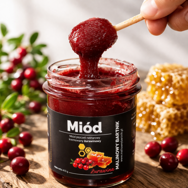 Miód kremowany z żurawiną – naturalny miód z owocami | zdrowy wybór na co dzień