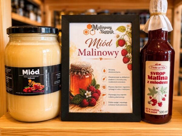 Miód Malinowy z malin polskich 1kg, 1000g świeży zbiór 2026