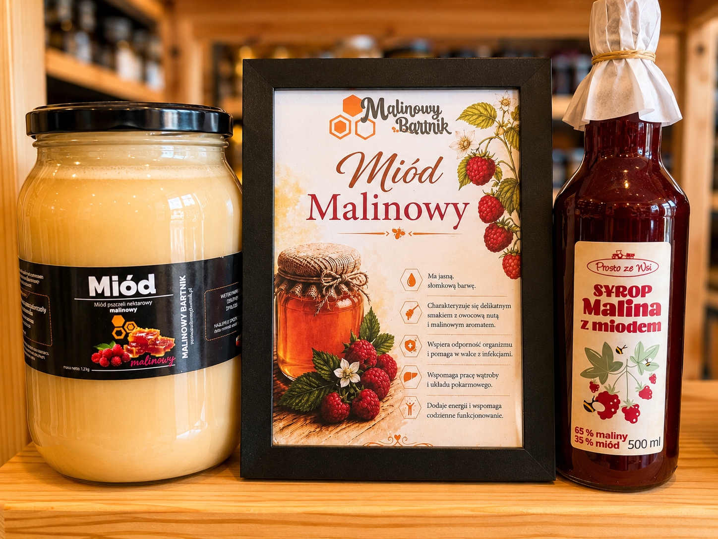 Miód Malinowy z malin polskich 1kg, 1000g świeży zbiór 2026 - obrazek 5